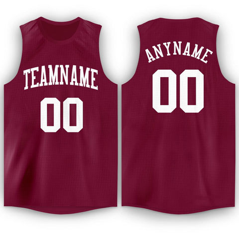 Custom Maroon White Classic Tops Athletic Casual Basketball Jersey