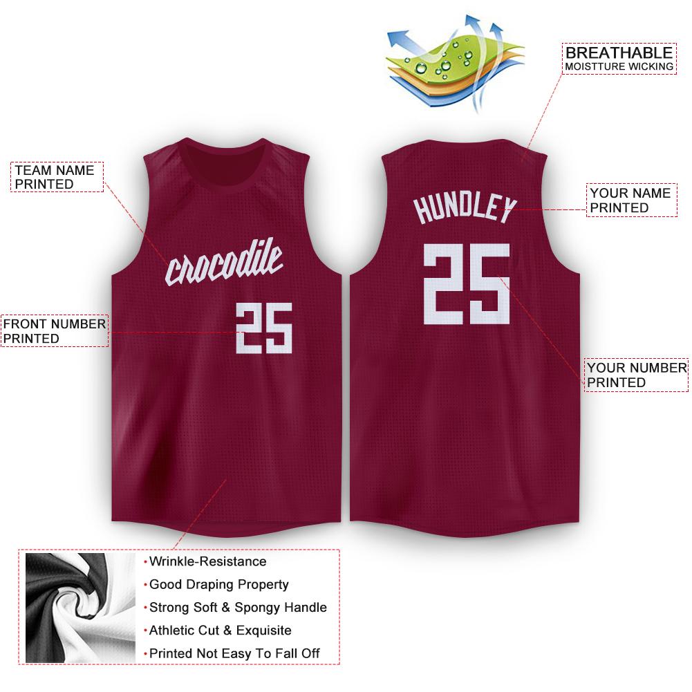 Custom Maroon White Classic Tops Fashion Sportwear Basketball Jersey