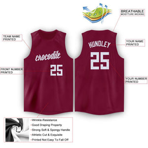 Custom Maroon White Classic Tops Fashion Sportwear Basketball Jersey