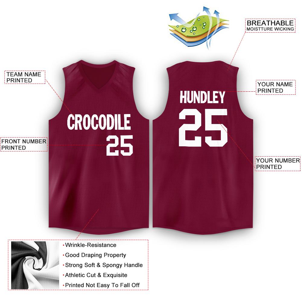 Custom Maroon White Classic Tops Men/Boy Athletic Basketball Jersey