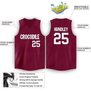 Custom Maroon White Classic Tops Men/Boy Athletic Basketball Jersey