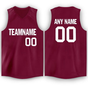 Custom Maroon White Classic Tops Men/Boy Athletic Basketball Jersey