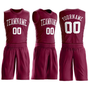 Custom Maroon White Classic Sets Basketball Jersey