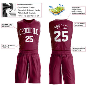 Custom Maroon White Classic Sets Basketball Jersey