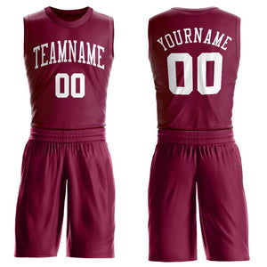 Custom Maroon White Classic Sets Basketball Jersey