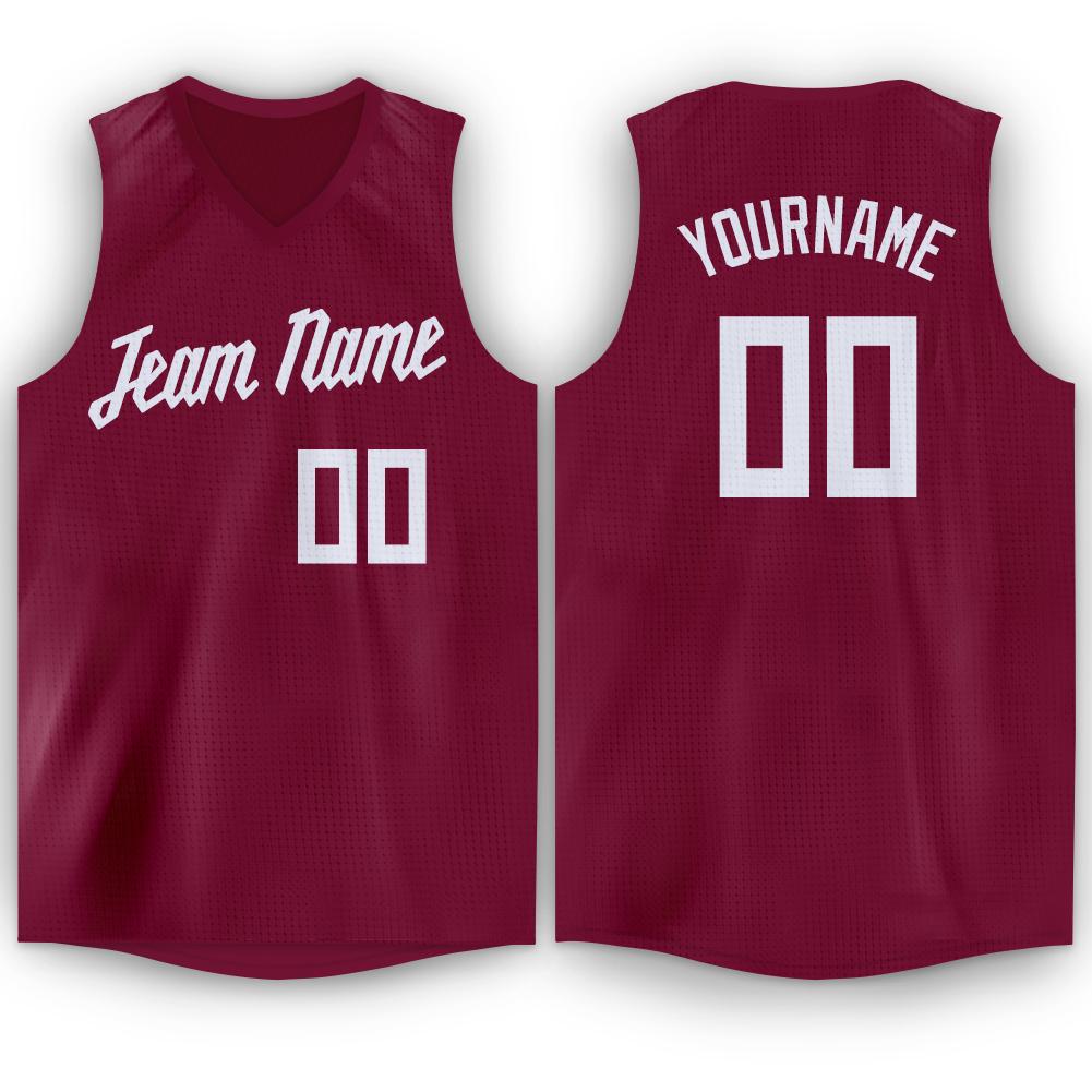 Custom Maroon White Classic Tops Men/Boy Athletic Basketball Jersey