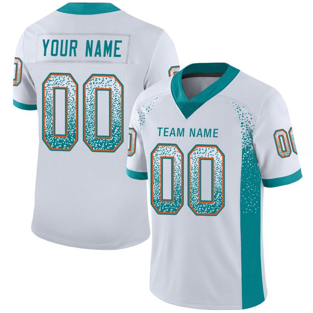 Custom White Aqua-Orange Drift Fashion Mesh Authentic Football Jersey