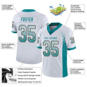 Custom White Aqua-Orange Drift Fashion Mesh Authentic Football Jersey