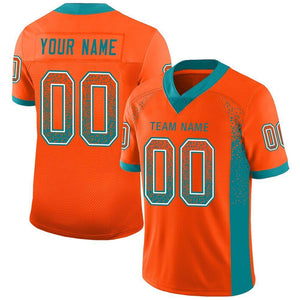 Custom Orange Aqua-White Drift Fashion Mesh Authentic Football Jersey