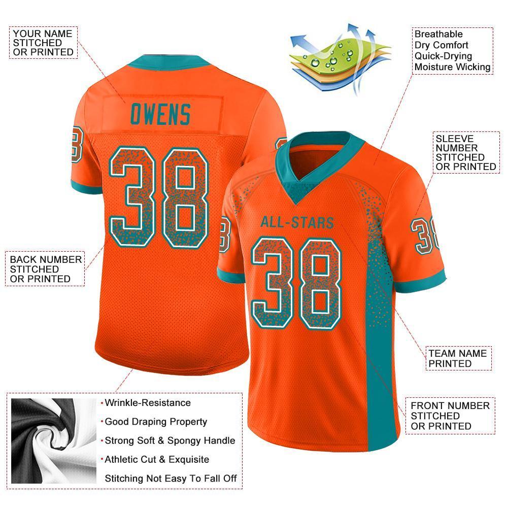 Custom Orange Aqua-White Drift Fashion Mesh Authentic Football Jersey