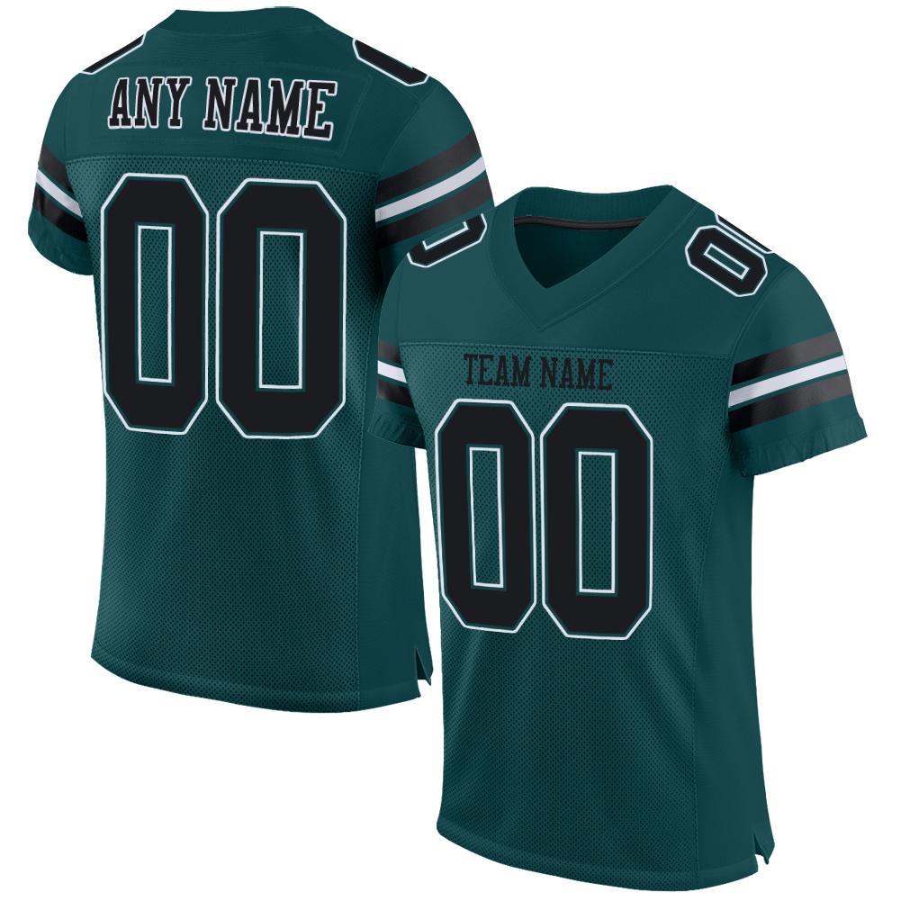 Custom Midnight Green Black-White Classic Style Mesh Authentic Football Jersey