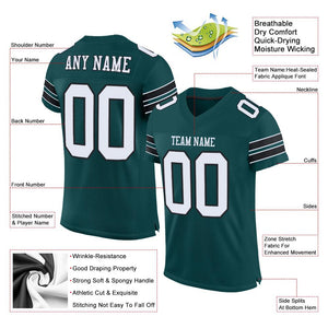 Custom Midnight Green White-Black Classic Style Mesh Authentic Football Jersey