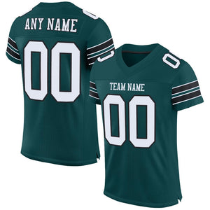 Custom Midnight Green White-Black Classic Style Mesh Authentic Football Jersey