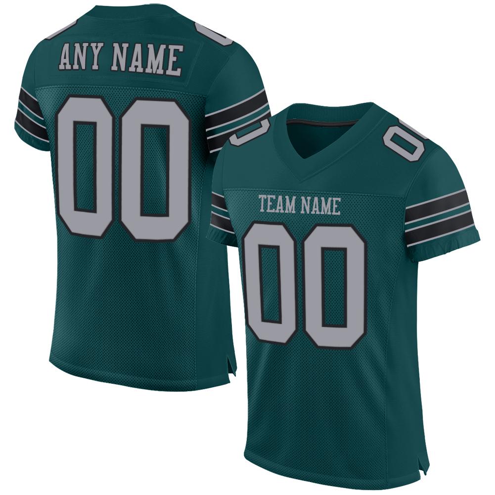 Custom Midnight Green Light Gray-Black Classic Style Mesh Authentic Football Jersey