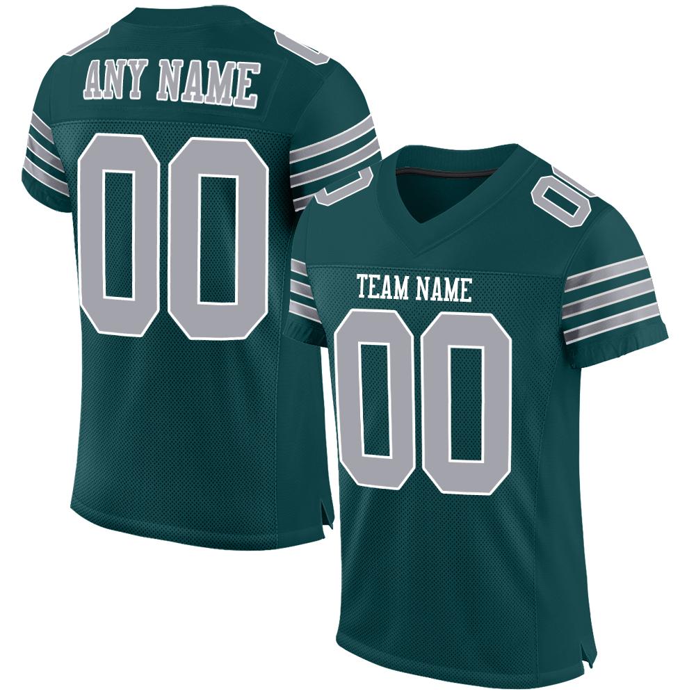 Custom Midnight Green Gray-White Classic Style Mesh Authentic Football Jersey