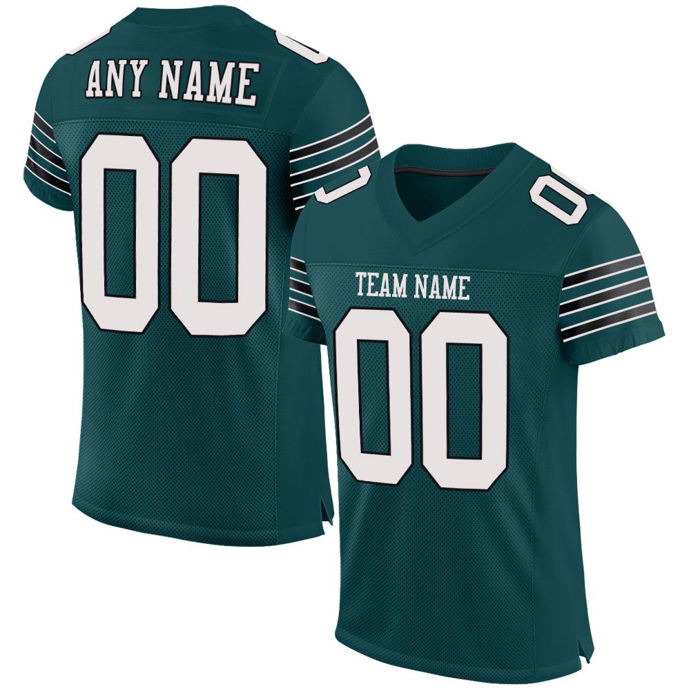 Custom Midnight Green White-Black Classic Style Mesh Authentic Football Jersey