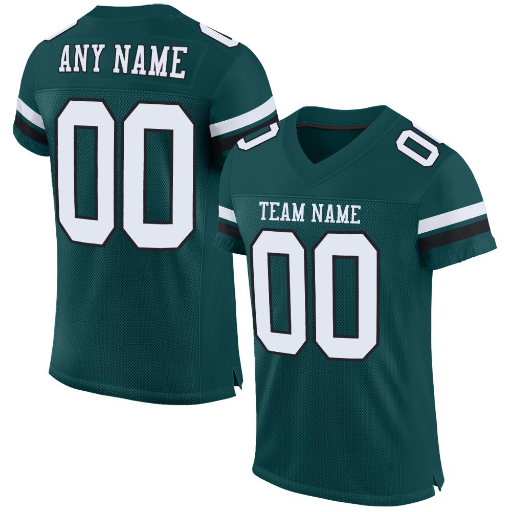 Custom Midnight Green White-Black Classic Style Mesh Authentic Football Jersey