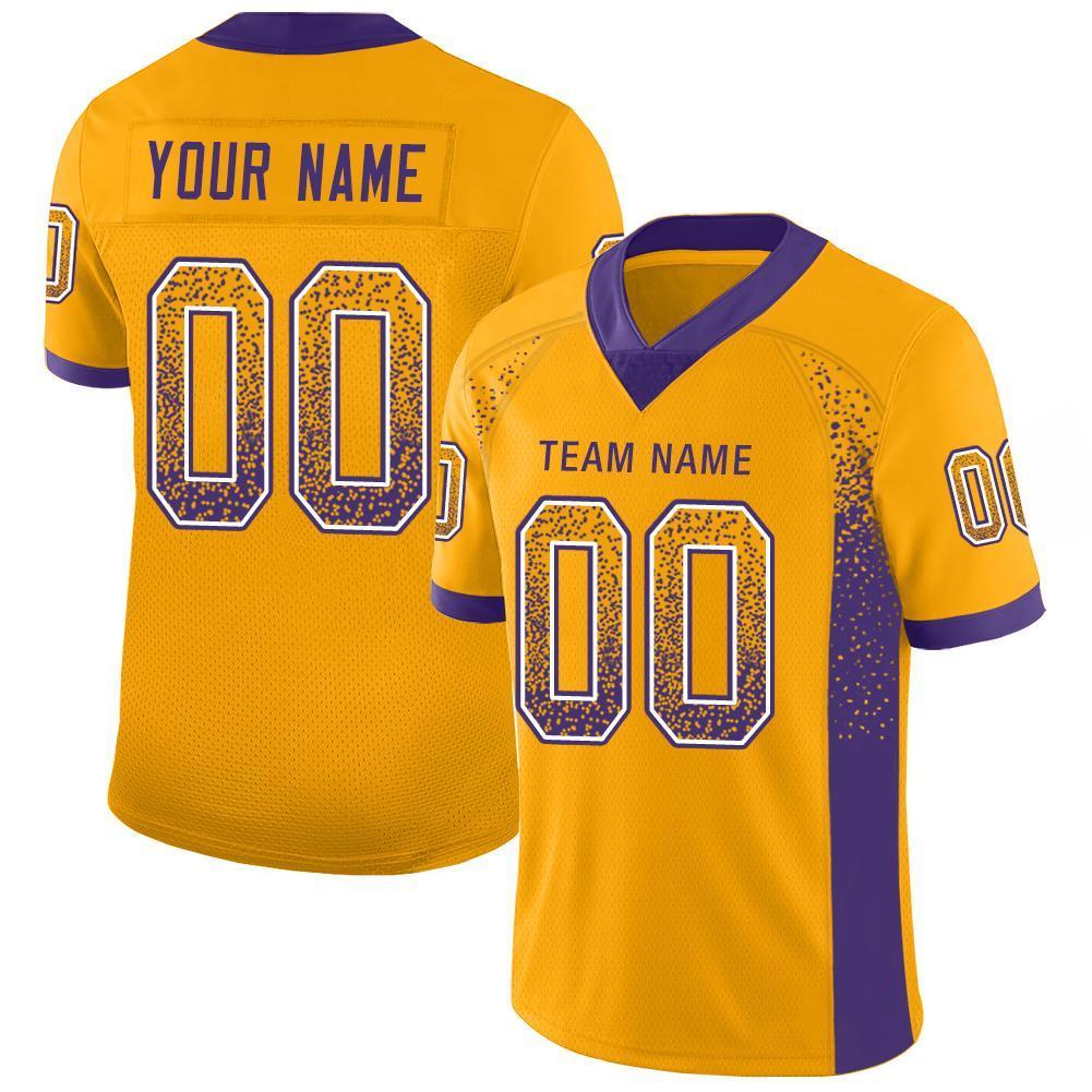 Custom Gold Purple-White Drift Fashion Mesh Authentic Football Jersey