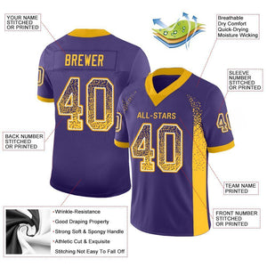 Custom Purple Gold-White Drift Fashion Mesh Authentic Football Jersey