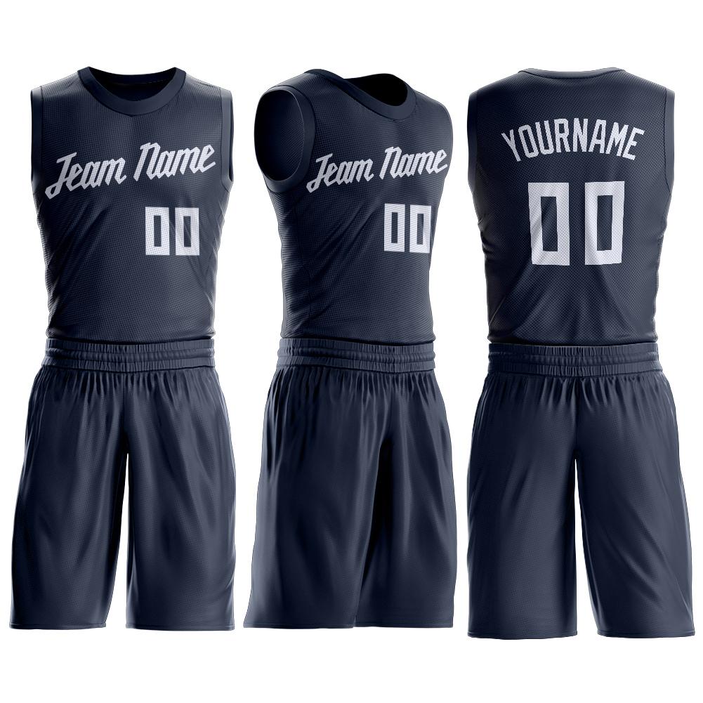 Custom Navy White Classic Sets Basketball Jersey