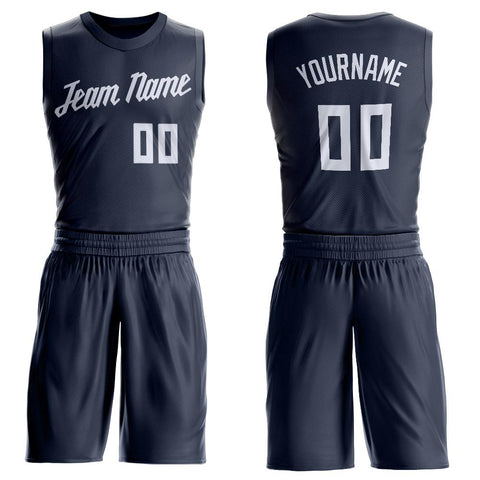 Custom Navy White Classic Sets Basketball Jersey
