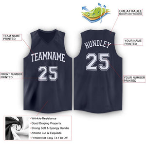 Custom Navy White Classic Tops Fashion Basketball Jersey