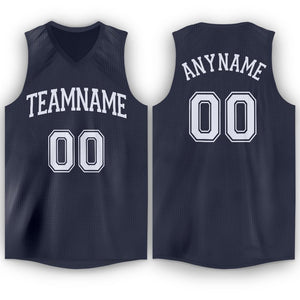 Custom Navy White Classic Tops Fashion Basketball Jersey