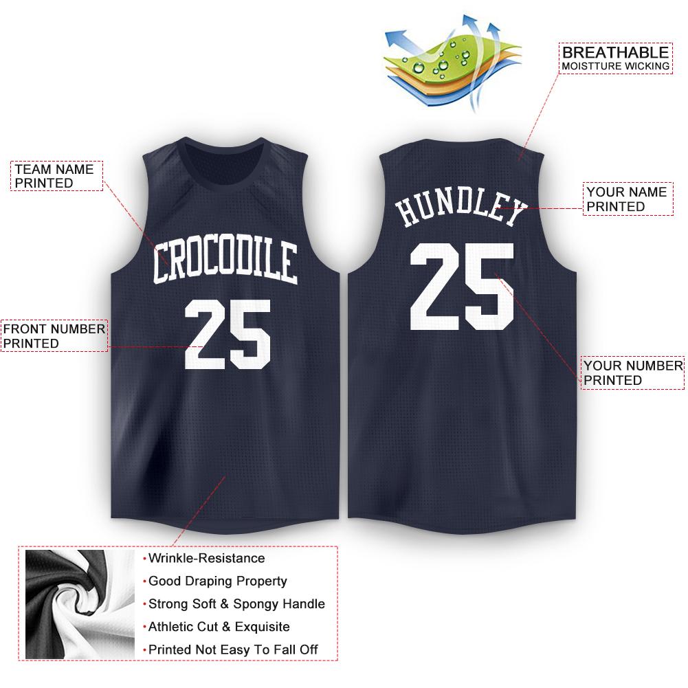 Maillot de basket-ball athlétique pour hommes/garçon, haut classique blanc marine personnalisé