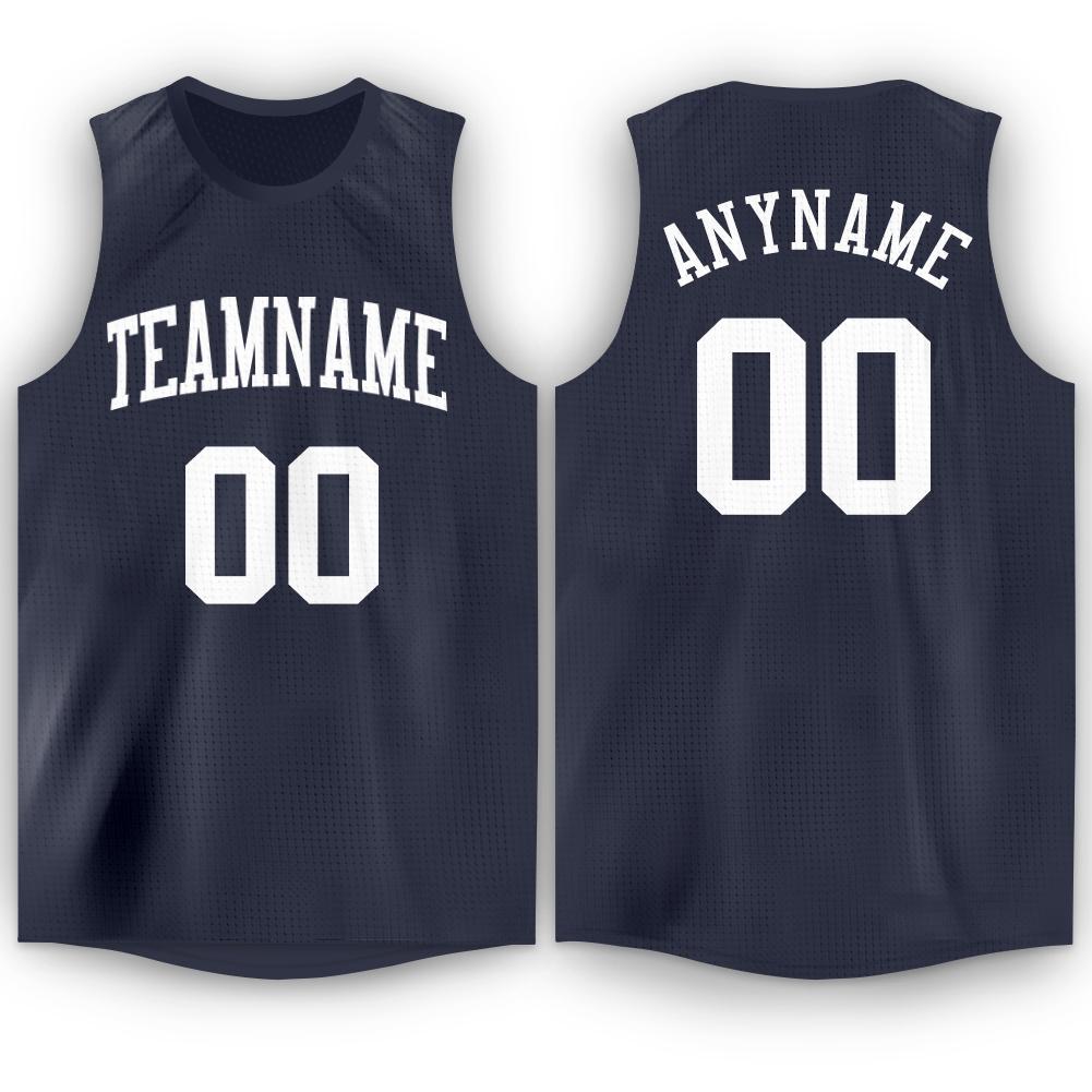 Custom Navy White Classic Tops Men/Boy Athletic Basketball Jersey