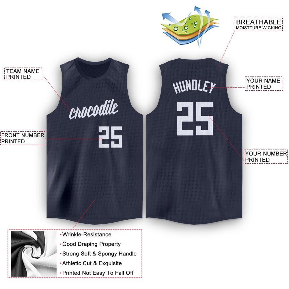 Maillot de basket-ball classique blanc marine personnalisé, vêtements de sport à la mode