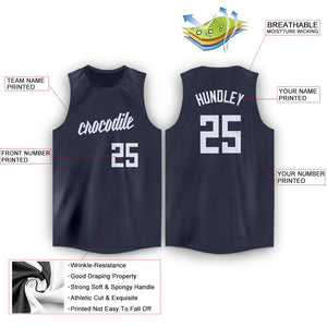 Custom Navy White Classic Tops Fashion Sportwear Basketball Jersey