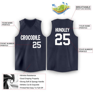 Custom Navy White Classic Tops Men/Boy Athletic Basketball Jersey