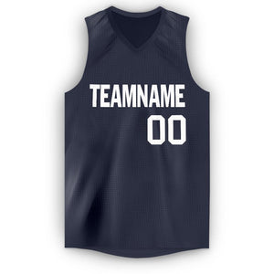 Custom Navy White Classic Tops Men/Boy Athletic Basketball Jersey