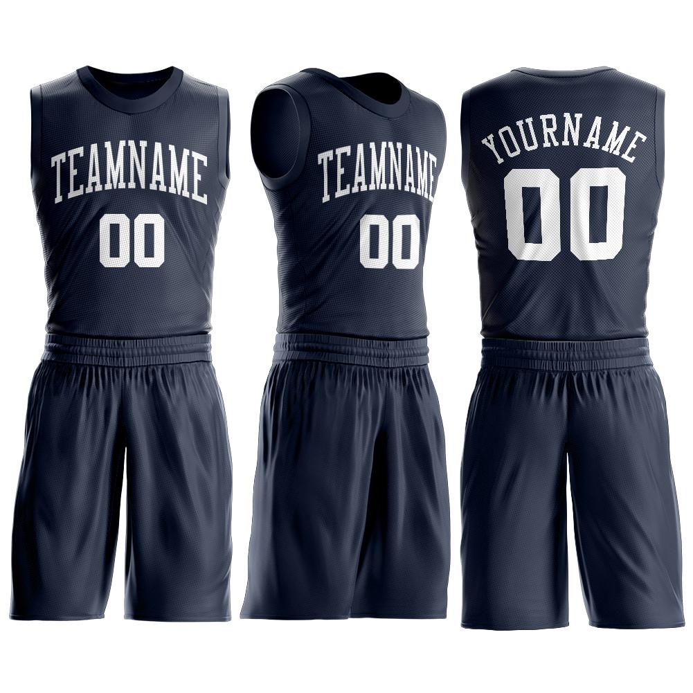 Custom Navy White Classic Sets Basketball Jersey