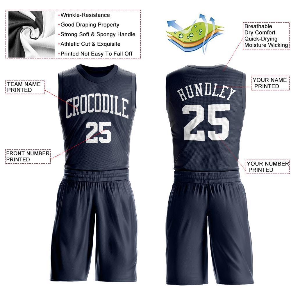 Custom Navy White Classic Sets Basketball Jersey