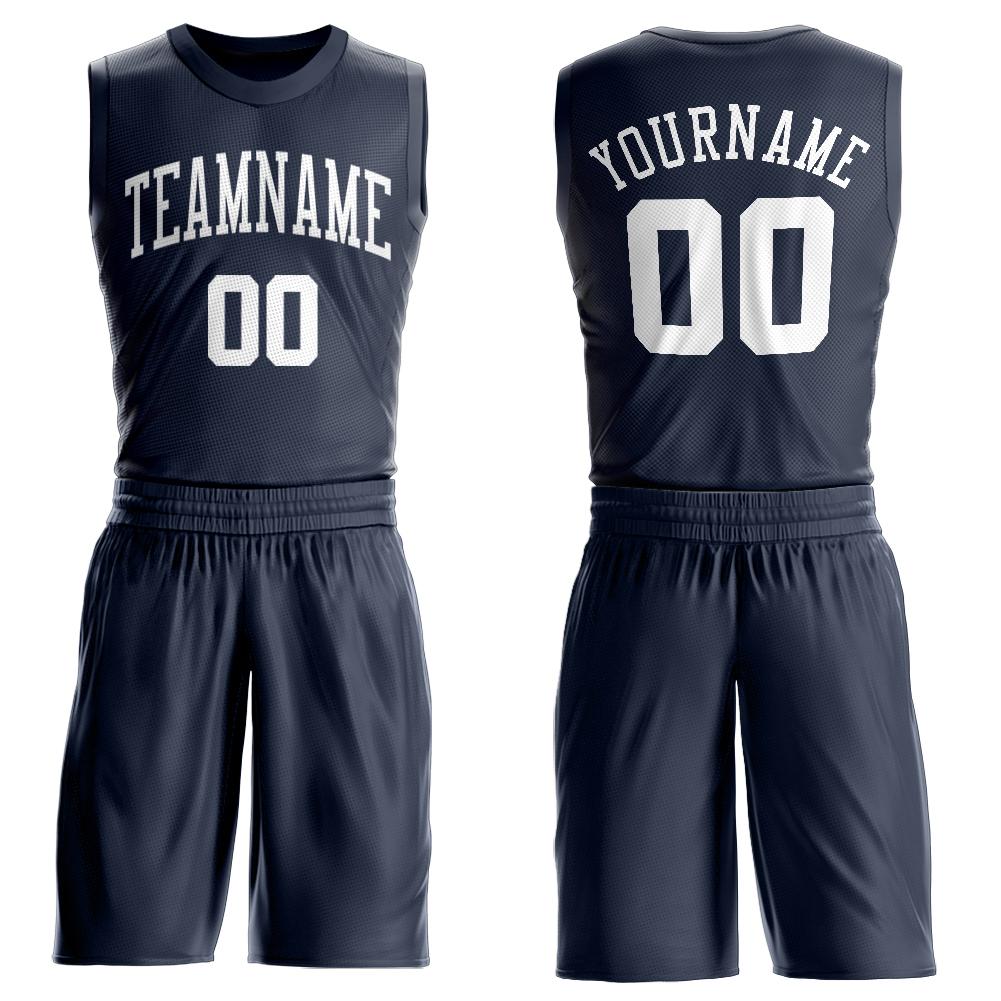 Custom Navy White Classic Sets Basketball Jersey