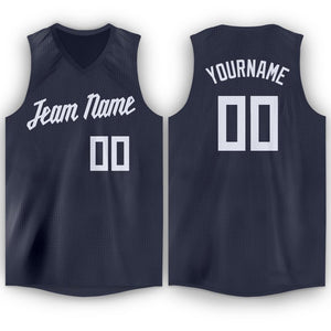 Custom Navy White Classic Tops Fashion Basketball Jersey