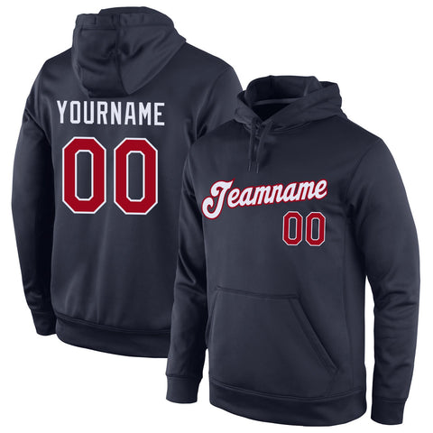 Custom Navy Red-White Classic Style Uniform Pullover Fashion Hoodie