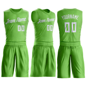 Maillot de basket-ball personnalisé, vert néon, blanc, ensembles classiques