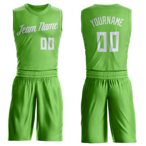 Maillot de basket-ball personnalisé, vert néon, blanc, ensembles classiques