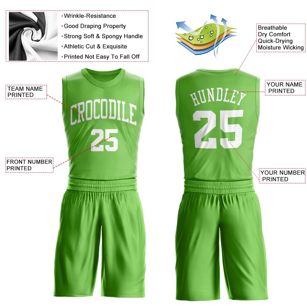 Custom Neon Green White Classic Sets Basketball Jersey