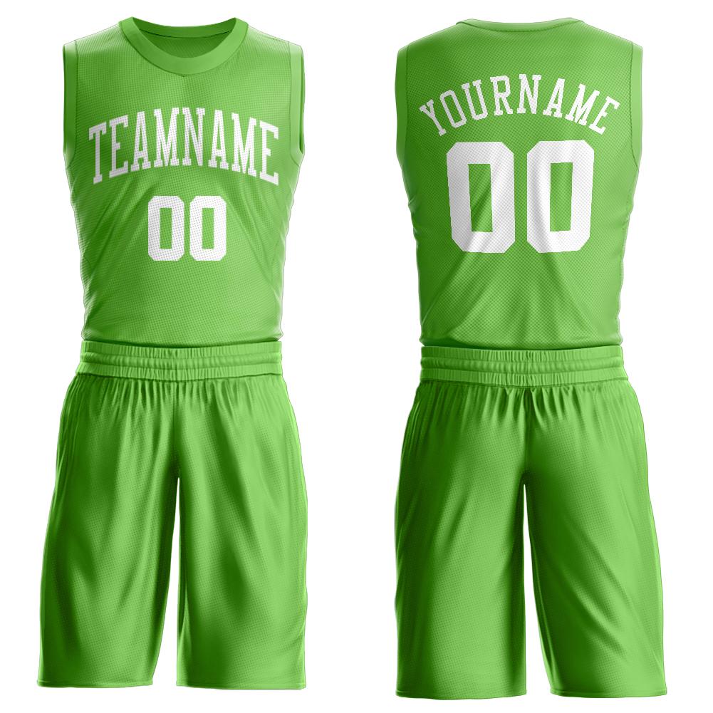 Maillot de basket-ball personnalisé, vert néon, blanc, ensembles classiques