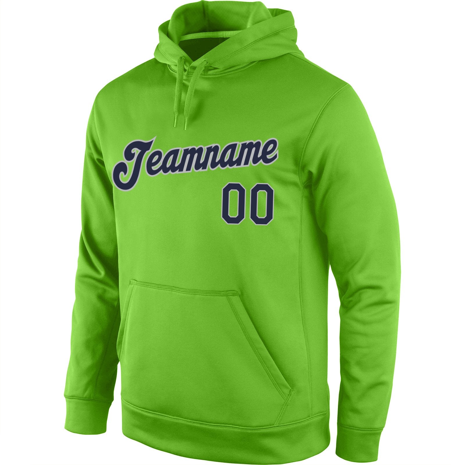 Custom Neon Green Navy-Gray Classic Style Uniform Pullover Fashion Hoodie