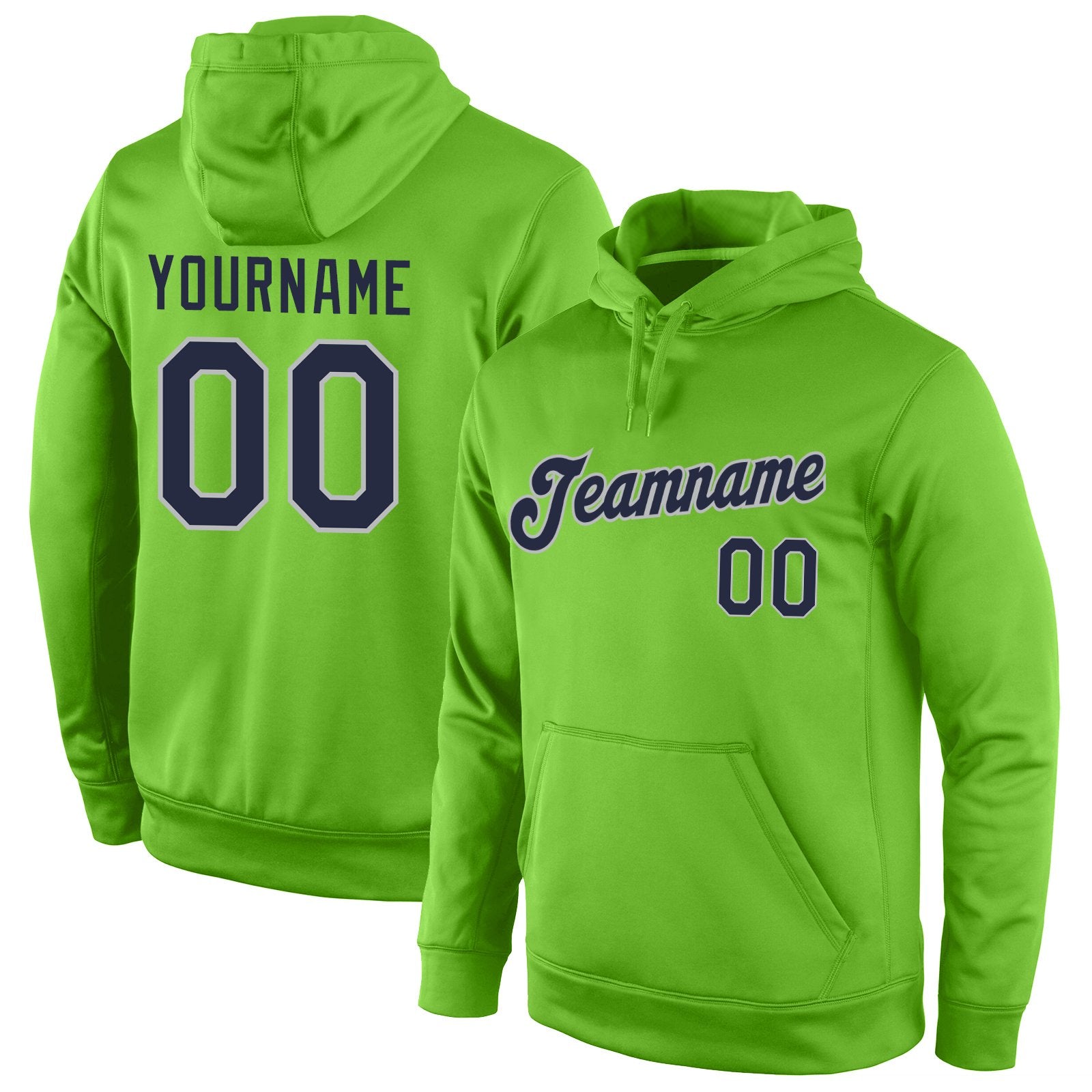 Sweat à capuche personnalisé, uniforme de Style classique, vert fluo, gris marine, à la mode