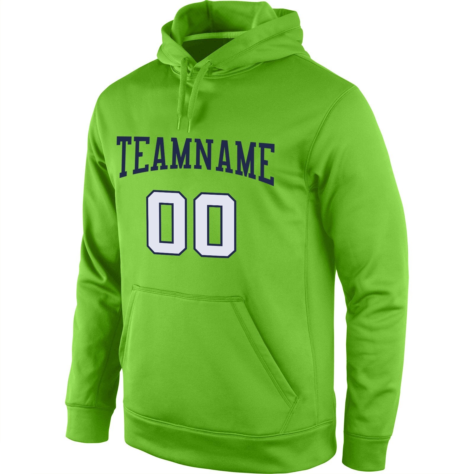 Custom Neon Green White-Navy Classic Style Uniform Pullover Fashion Hoodie