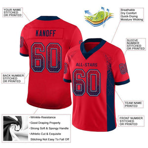 Custom Scarlet Navy-Gray Drift Fashion Mesh Authentic Football Jersey