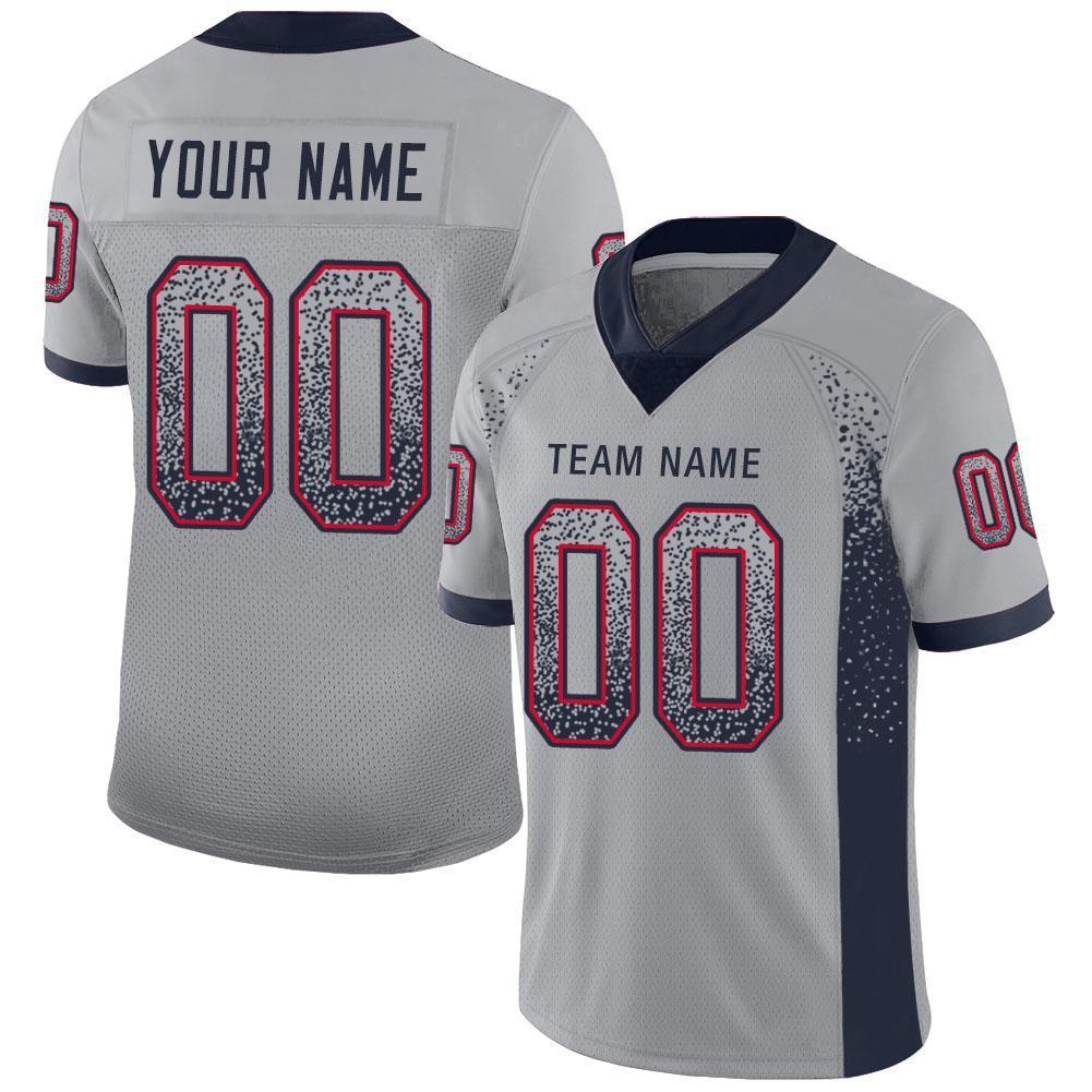 Custom Light Gray Navy-Scarlet Drift Fashion Mesh Authentic Football Jersey