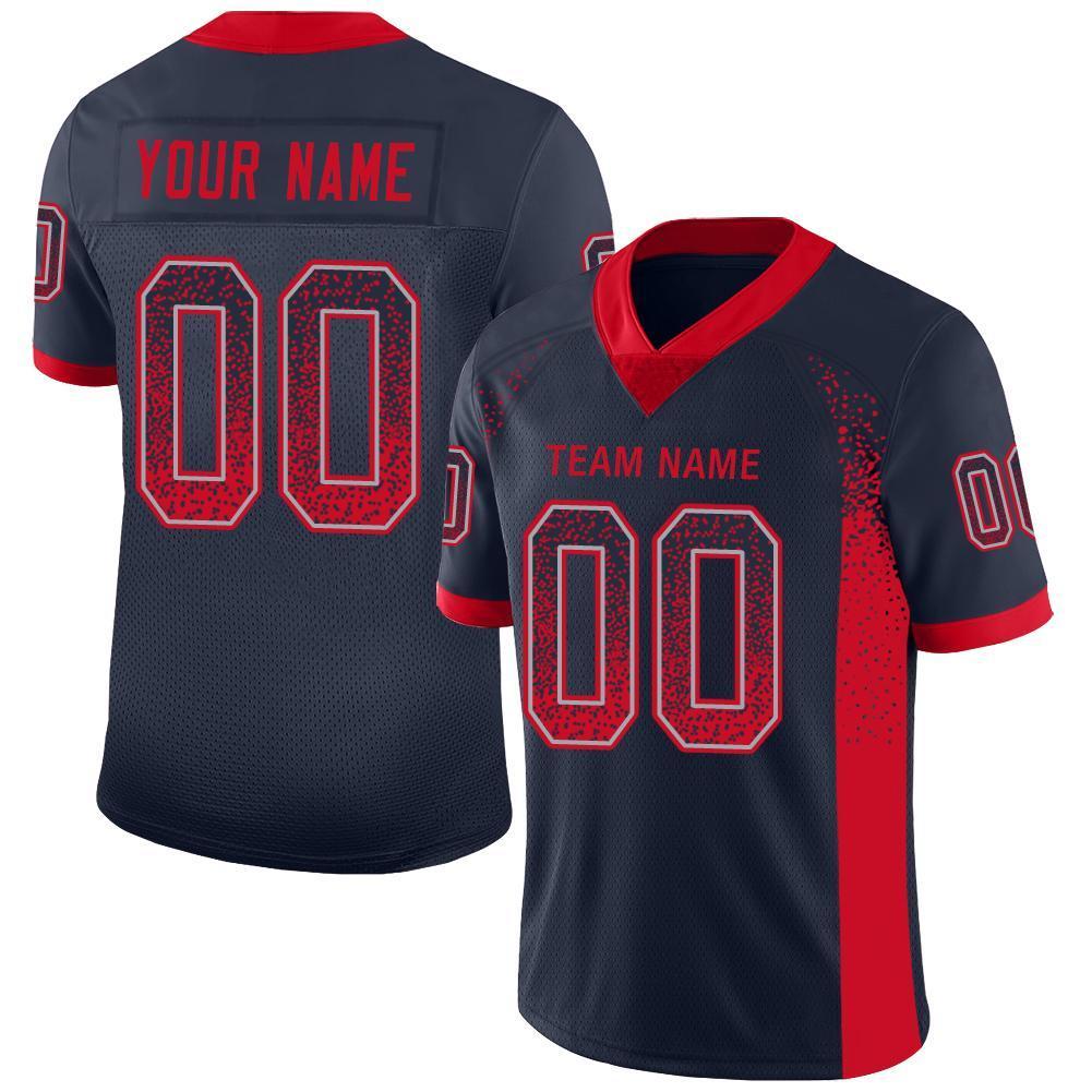 Custom Navy Scarlet-Gray Drift Fashion Mesh Authentic Football Jersey