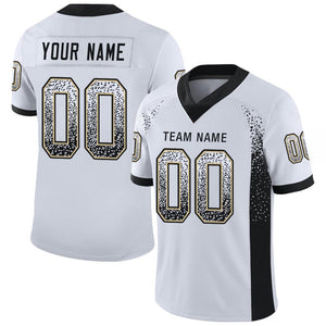 Custom White Black-Vegas Gold Drift Fashion Mesh Authentic Football Jersey