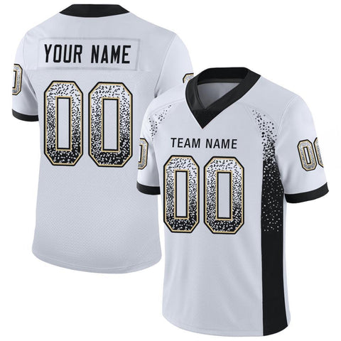 Custom White Black-Vegas Gold Drift Fashion Mesh Authentic Football Jersey